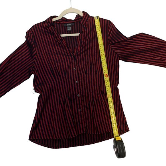 Alfani Red and Black Striped Belted Blouse - Picture 7 of 10